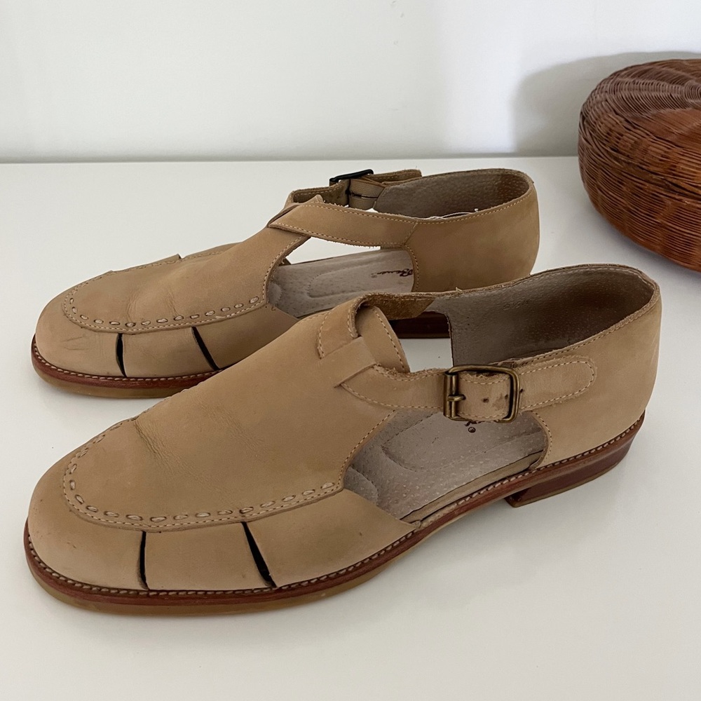 (Sold) Eddie Bauer | Beige Suede Fisherman Sandals - Picture 1 of 7